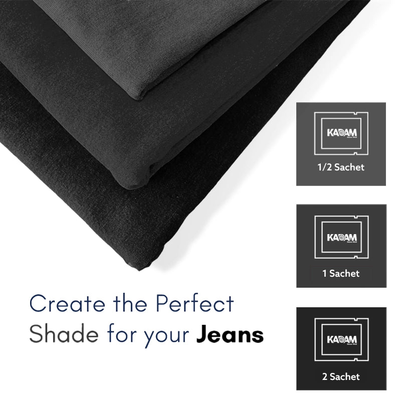 Black fabric with Kadam product packaging on a white background
