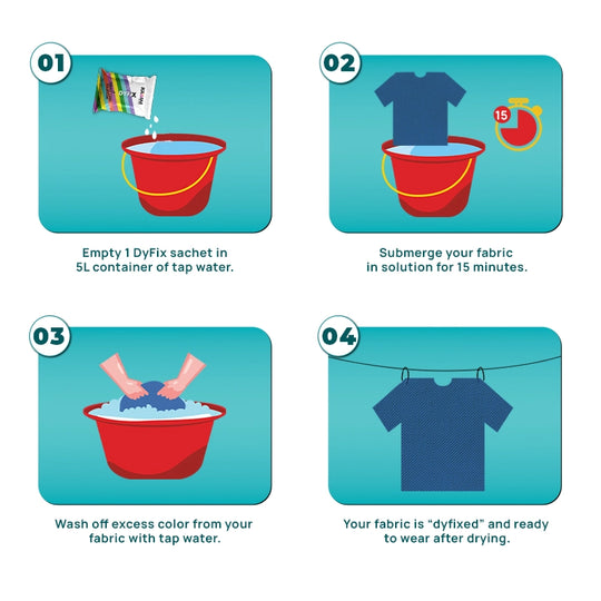 Kadam DyFix prevent scolor bleeding in new and dyed clothes.
