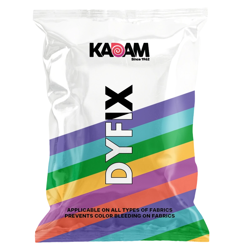 Kadam DyFix sachet to prevent color bleeding in clothes.