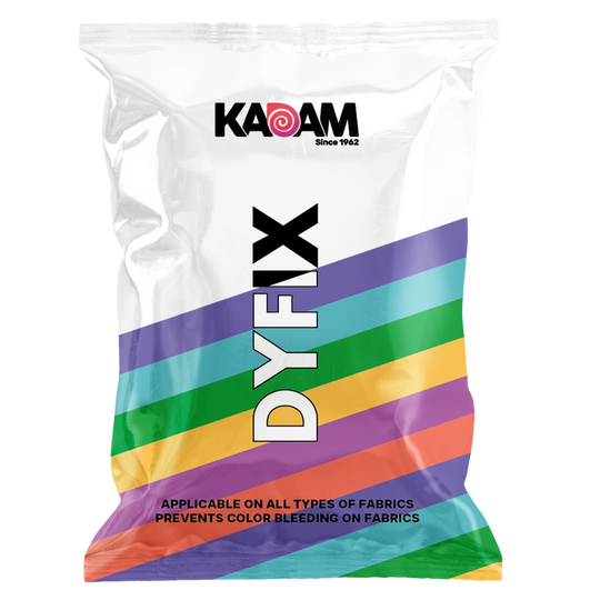 Kadam DyFix sachet to prevent color bleeding in clothes.
