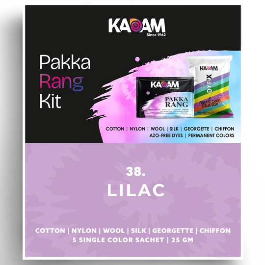 Kadam Pakka Rang kit in soft lilac pastel shade for subtle fabric transformations.