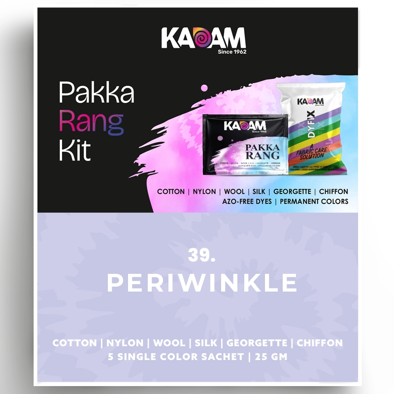 Kadam Pakka Rang kit in periwinkle blue shade for trendy fabric upcycling.