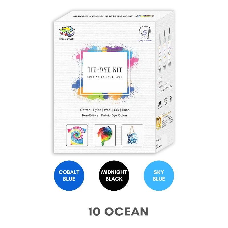 Easy-to-use Tie-Dye Kit with ready-to-mix dye bottles for fabric coloring and design.
