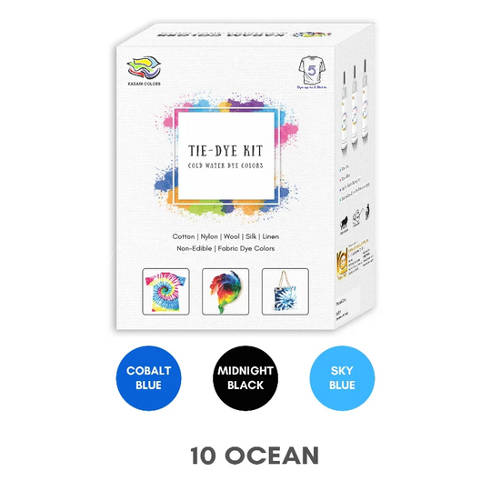 Easy-to-use Tie-Dye Kit with ready-to-mix dye bottles for fabric coloring and design.
