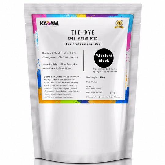 Midnight Black shade cold water dye pouch by Kadam Colors.