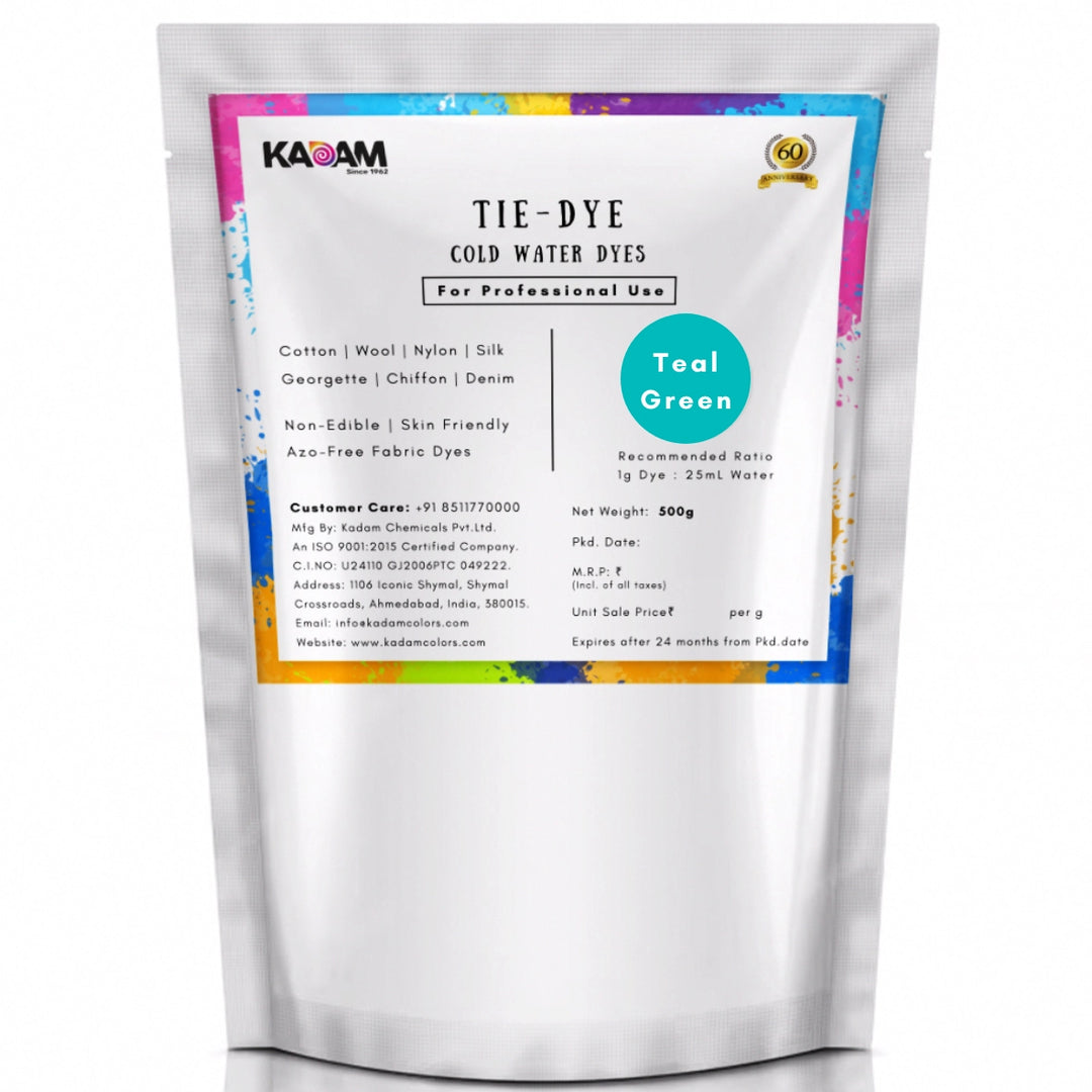 Teal Green shade cold water dye pouch by Kadam Colors.
