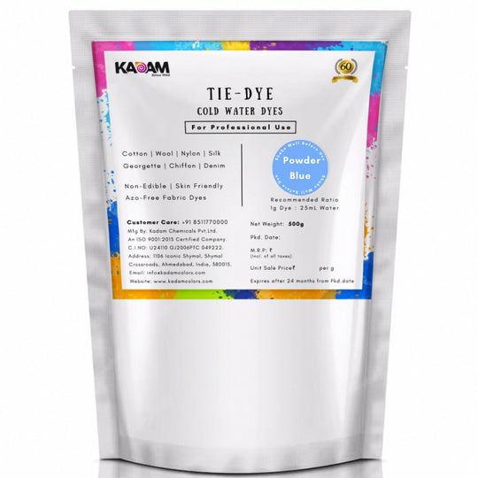 Powder Blue shade cold water dye pouch by Kadam Colors.