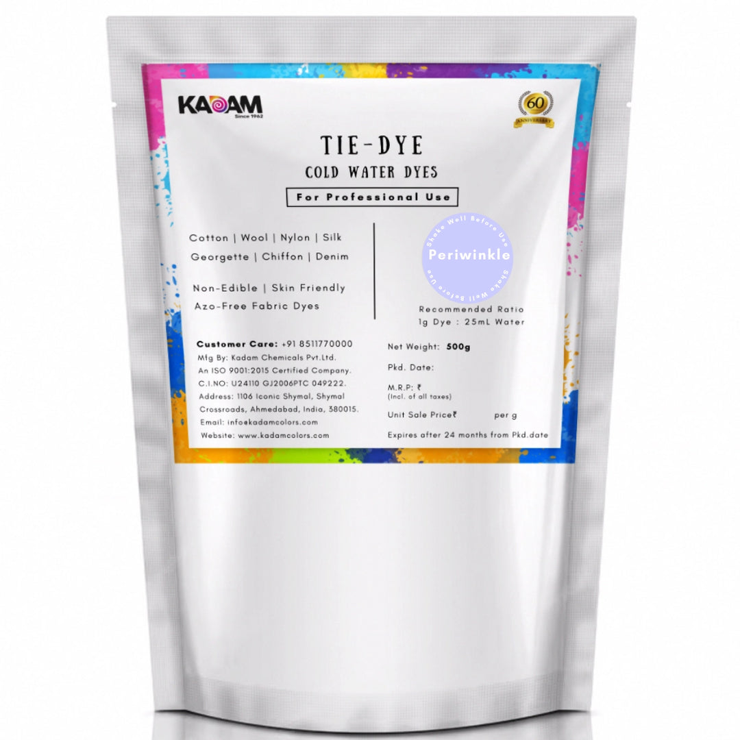 Periwinkle shade cold water dye pouch by Kadam Colors.