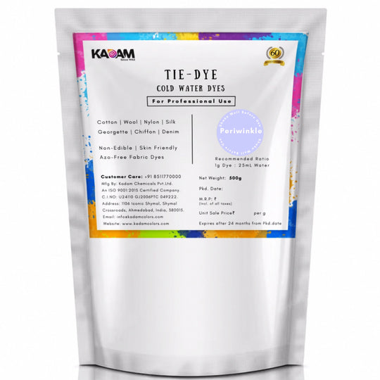 Periwinkle shade cold water dye pouch by Kadam Colors.