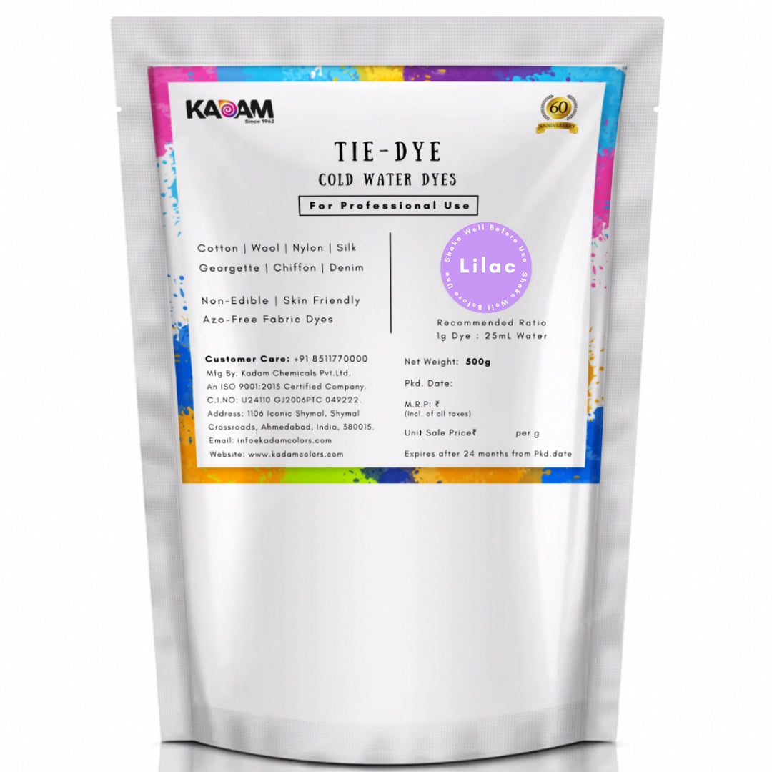 Lilac shade cold water dye pouch by Kadam Colors.