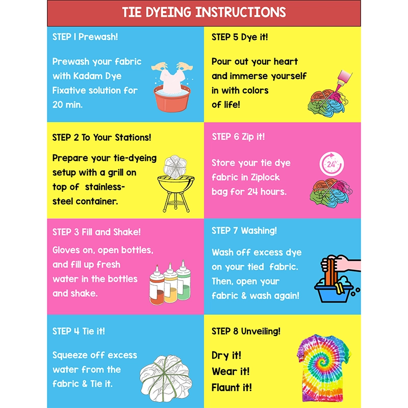 Cleaning fabric with prewash solution for better dye absorption and vibrant colors.
